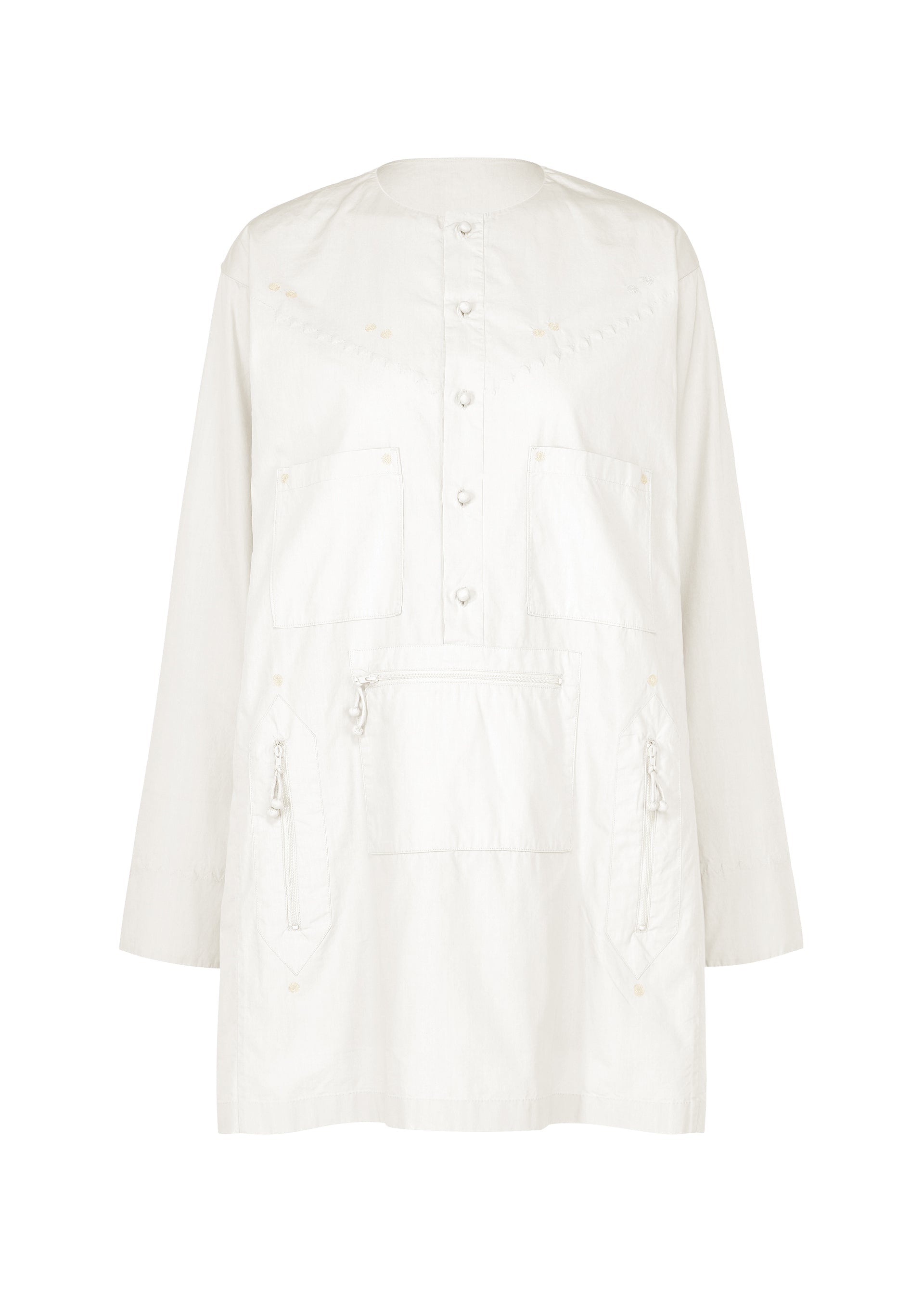 A product shot of the HaaT KANGRI POCKET DOT shirt in white.