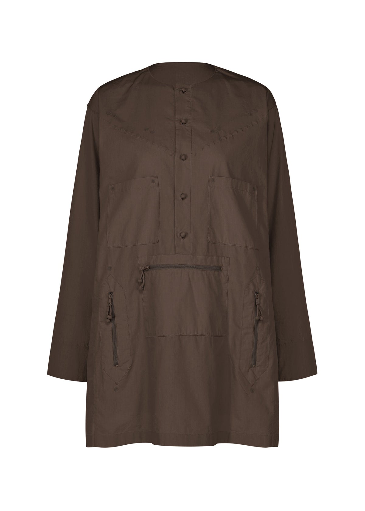 A product shot of the HaaT KANGRI POCKET DOT shirt in coffee brown.