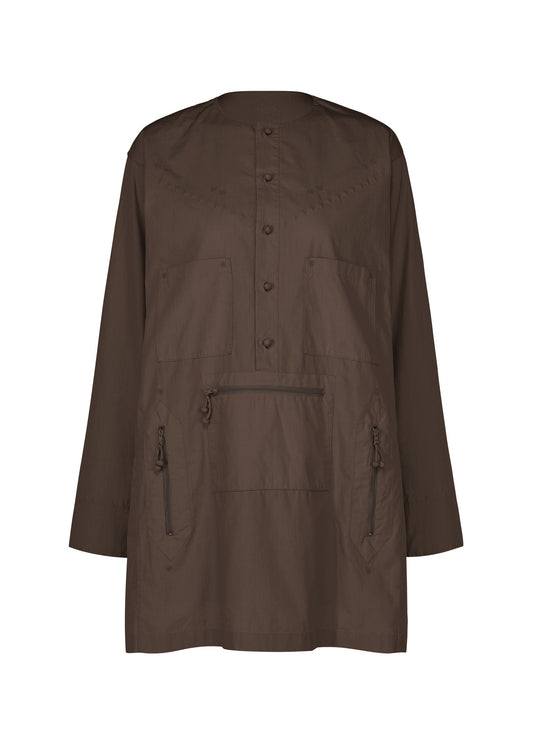 A product shot of the HaaT KANGRI POCKET DOT shirt in coffee brown.