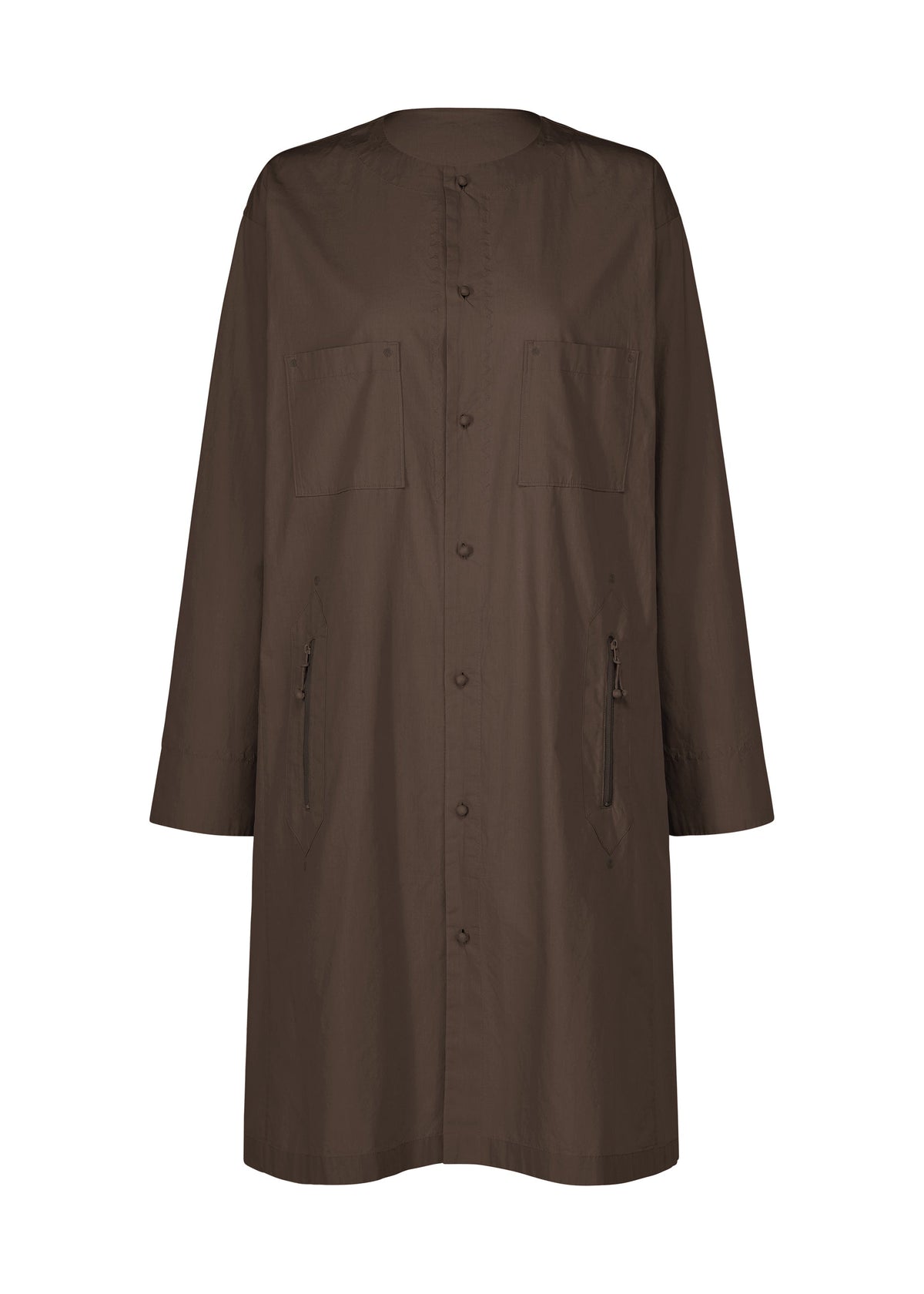 A product shot of the HaaT KANGRI POCKET DOT shirt in coffee brown.