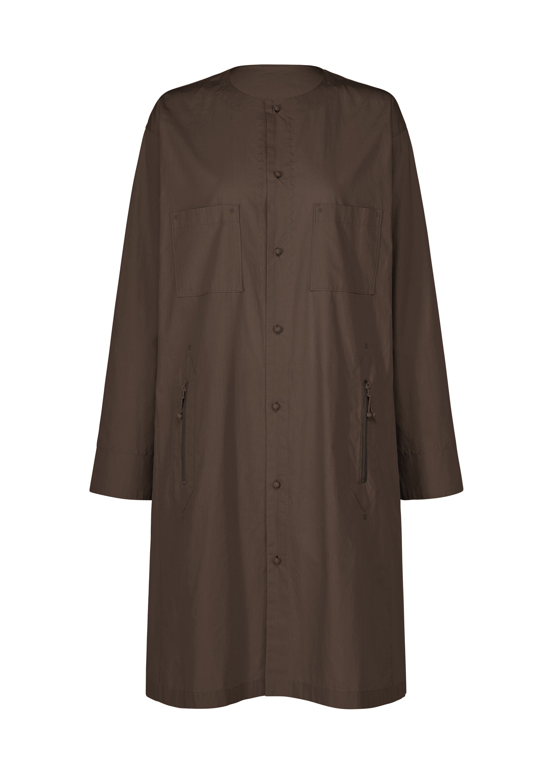 A product shot of the HaaT KANGRI POCKET DOT shirt in coffee brown.