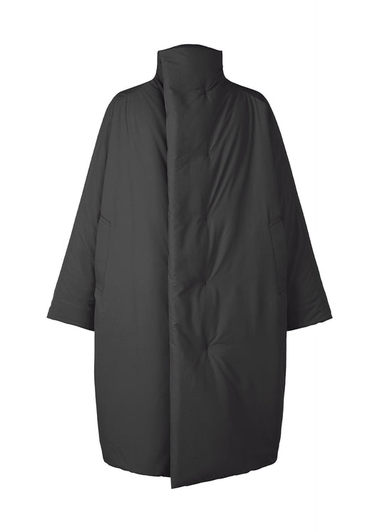 A product shot of the HOMME PLISSÉ ISSEY MIYAKE BLANK DUVET COAT coat in black (15).