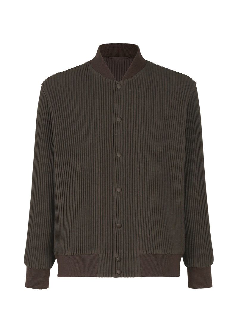 A product shot of the HOMME PLISSÉ ISSEY MIYAKE KERSEY PLEATS jacket in brown (44).