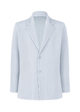 A product shot of the HOMME PLISSÉ ISSEY MIYAKE KERSEY PLEATS jacket in blue grey (76).