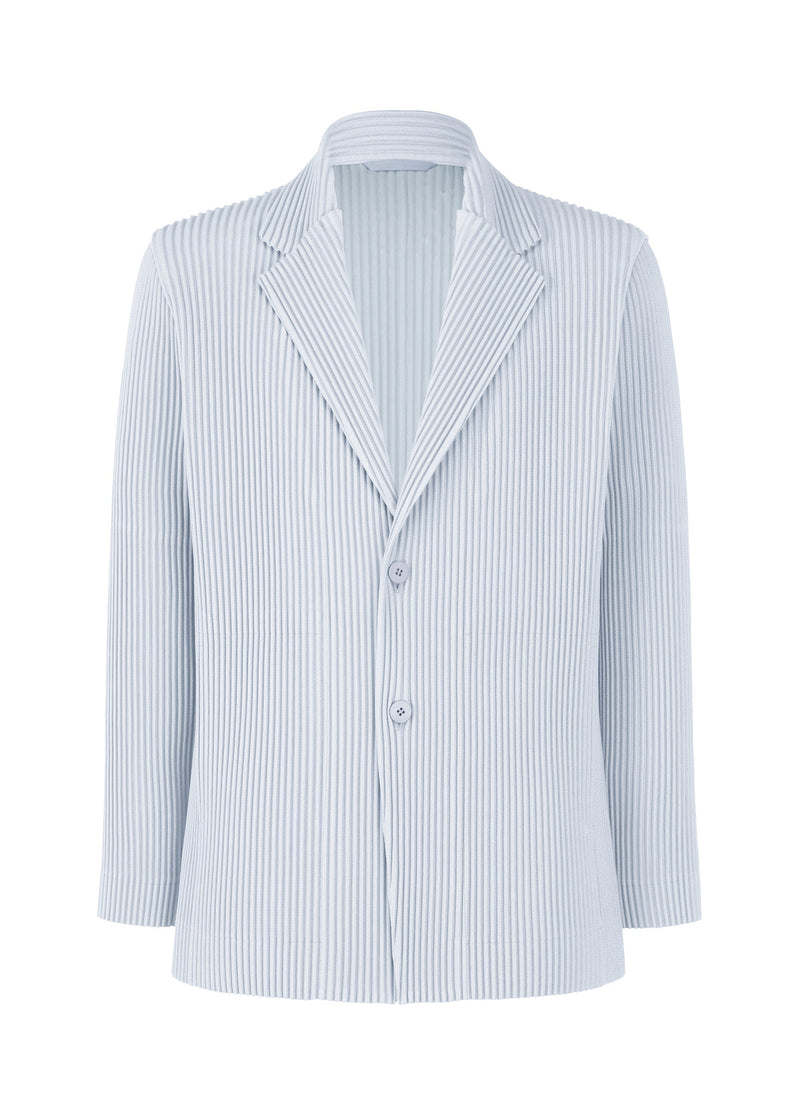 A product shot of the HOMME PLISSÉ ISSEY MIYAKE KERSEY PLEATS jacket in blue grey (76).