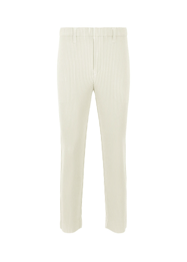 A product shot of the HOMME PLISSÉ ISSEY MIYAKE KERSEY PLEATS trousers in ivory (41).