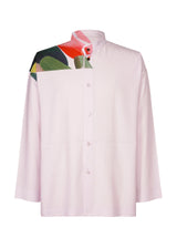 A product shot of the HOMME PLISSÉ ISSEY MIYAKE RB_DRAWING PRESS SHIRT 1 shirt in green x pink (96)