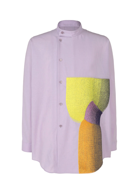 A product shot of the HOMME PLISSÉ ISSEY MIYAKE RB_STYLO BILLE EMBROIDERY SHIRT shirt in yellow (52).