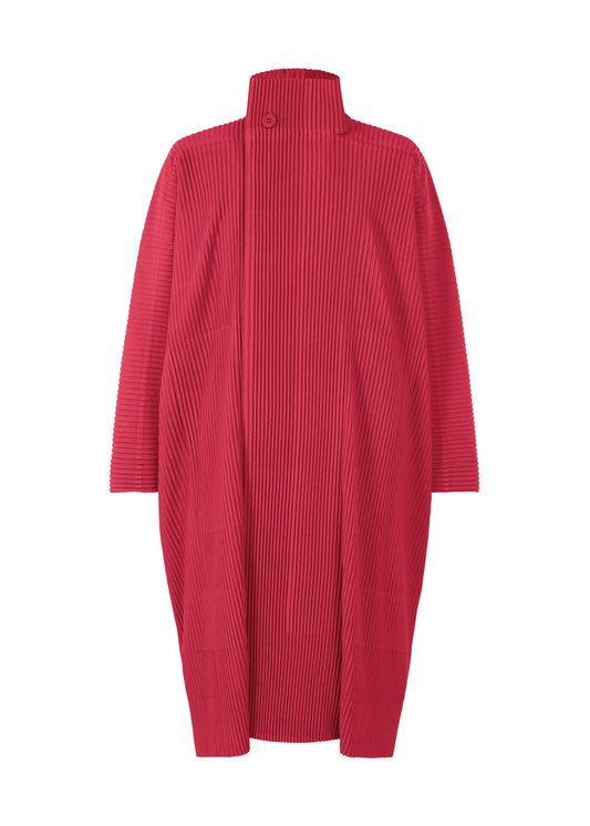 A product shot of the HOMME PLISSÉ ISSEY MIYAKE MC DECEMBER coat in red pink (23).