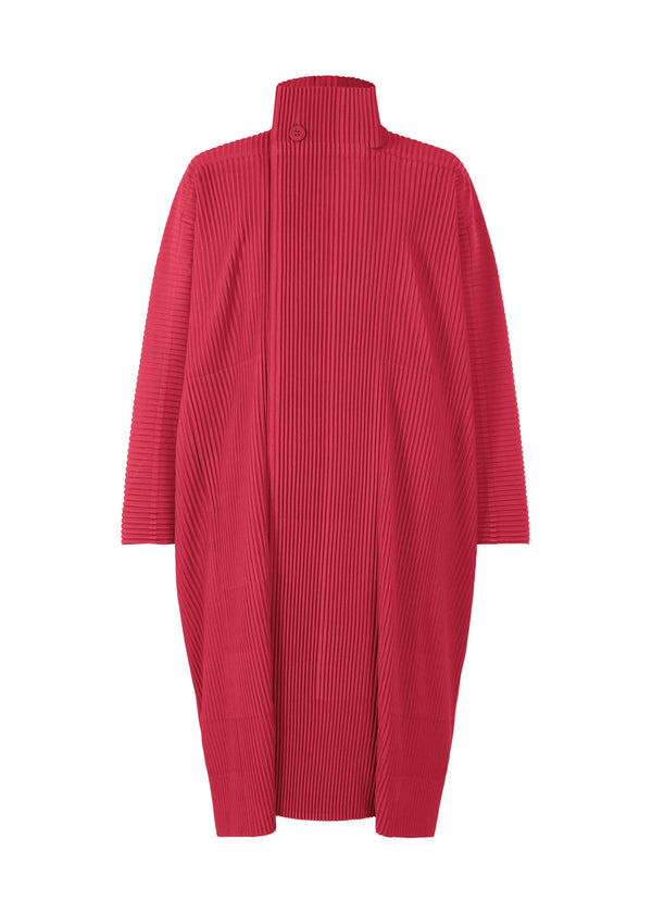 A product shot of the HOMME PLISSÉ ISSEY MIYAKE MC DECEMBER coat in red pink (23).