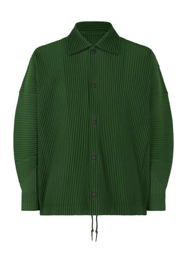 A product shot of the HOMME PLISSÉ ISSEY MIYAKE MC AUGUST jacket in seaweed green (64)