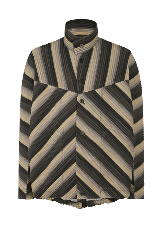 A product shot of the HOMME PLISSÉ ISSEY MIYAKE RB_STRIPES 2 jacket in black (15).