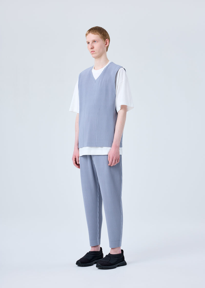 A model wears the HOMME PLISSÉ ISSEY MIYAKE MC AUGUST vest