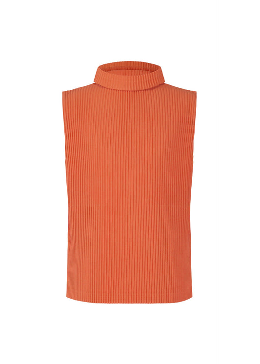 A product shot of the HOMME PLISSÉ ISSEY MIYAKE MC OCTOBER vest in grapefruit orange (33).