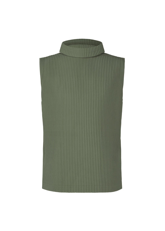 A product shot of the HOMME PLISSÉ ISSEY MIYAKE MC OCTOBER vest in moss green (63).