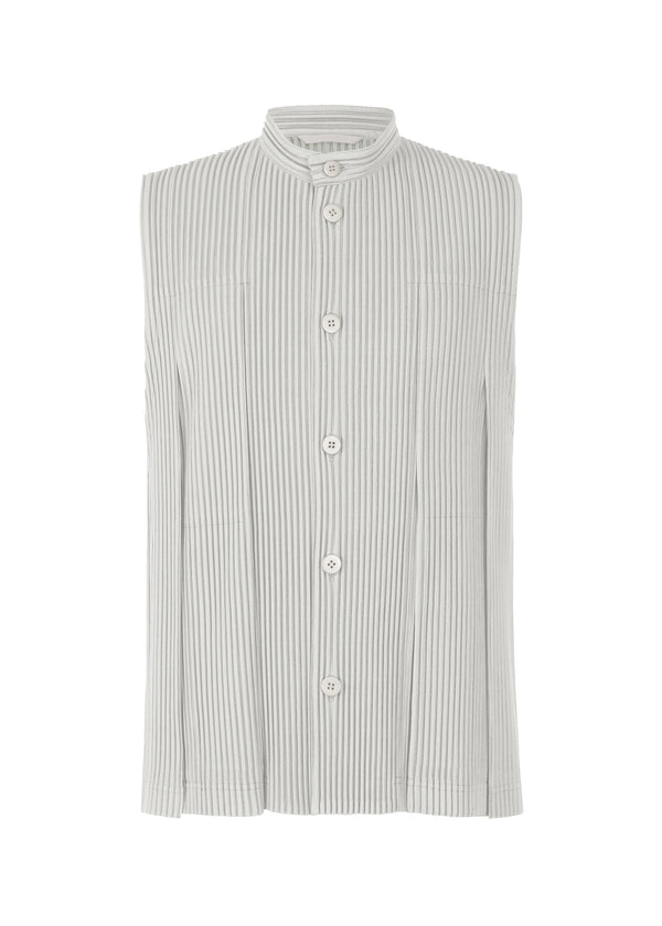 A product shot of the HOMME PLISSÉ ISSEY MIYAKE  TUCKED vest in light grey (11)