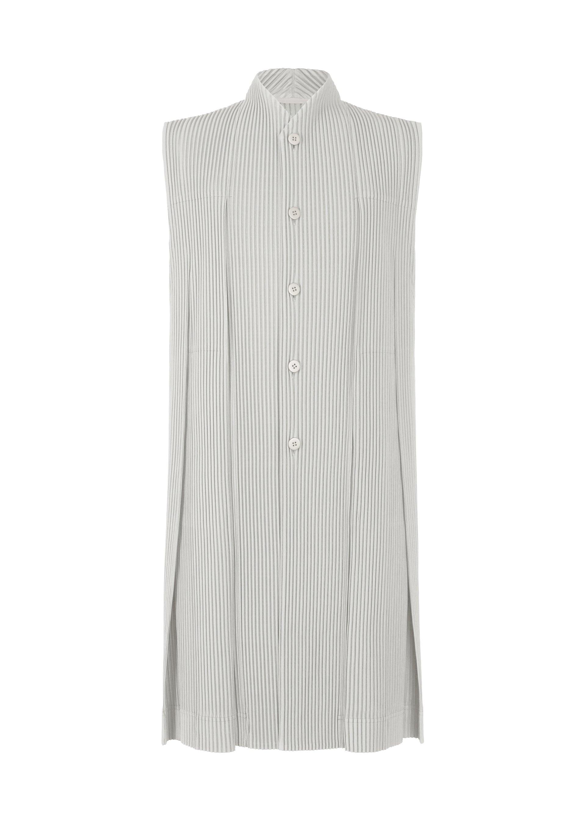 A product shot of the HOMME PLISSÉ ISSEY MIYAKE  TUCKED vest in light grey (11)