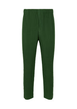 A product shot of the HOMME PLISSÉ ISSEY MIYAKE MC AUGUST trousers in seaweed green (64)