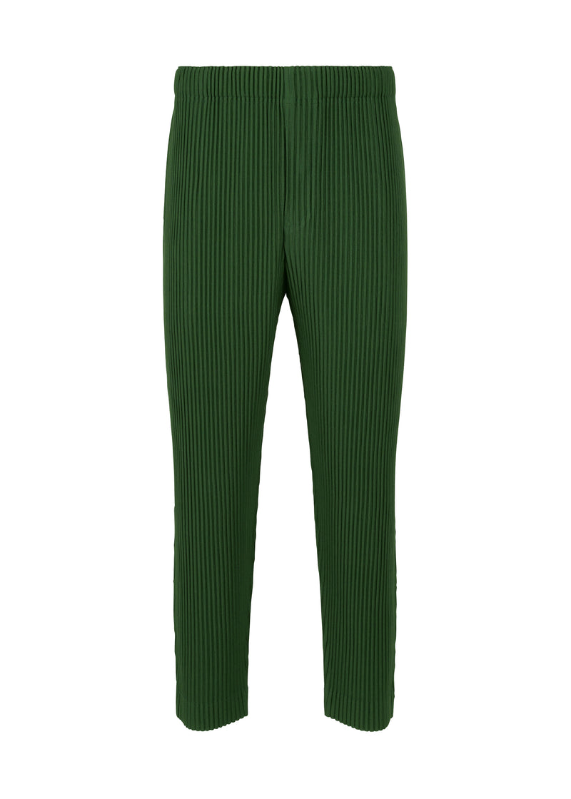 A product shot of the HOMME PLISSÉ ISSEY MIYAKE MC AUGUST trousers in seaweed green (64)