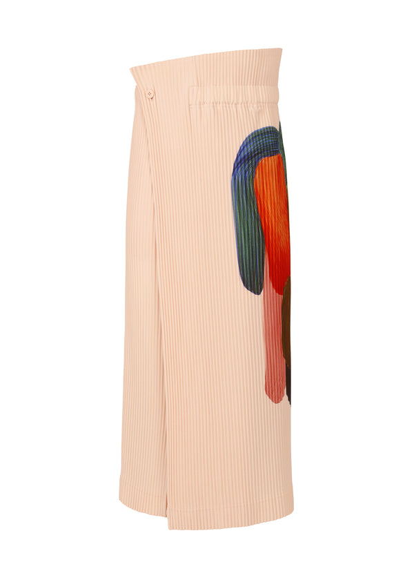 A product shot of the HOMME PLISSÉ ISSEY MIYAKE RB_DRAWING PLEATS trousers in brown x green x pink (97)