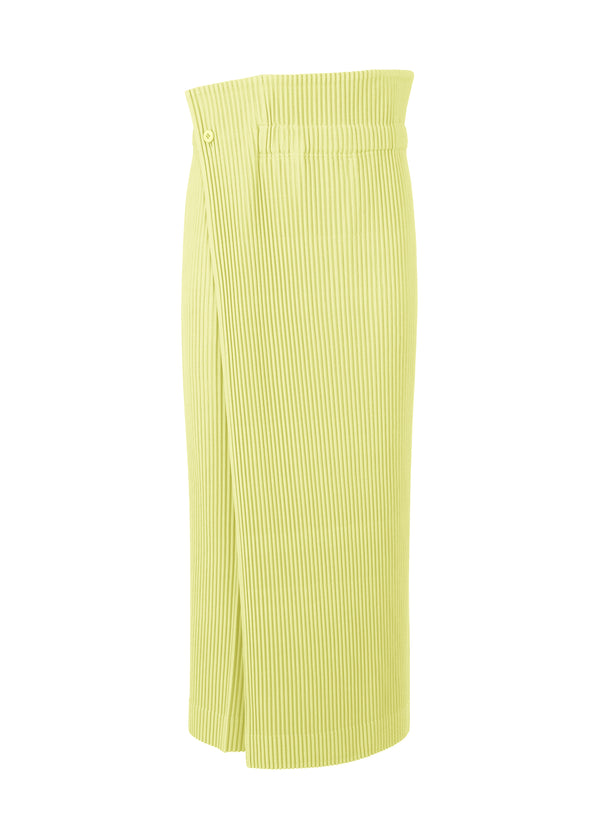 A product shot of the HOMME PLISSÉ ISSEY MIYAKE RB_COLOR PALETTE 1 trousers in sour green (61)