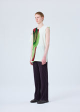 A model wears the HOMME PLISSÉ ISSEY MIYAKE RB_COLOR PALETTE 1 trousers