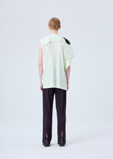 A model wears the HOMME PLISSÉ ISSEY MIYAKE RB_COLOR PALETTE 1 trousers