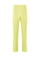 A product shot of the HOMME PLISSÉ ISSEY MIYAKE RB_COLOR PALETTE 1 trousers in sour green (61)