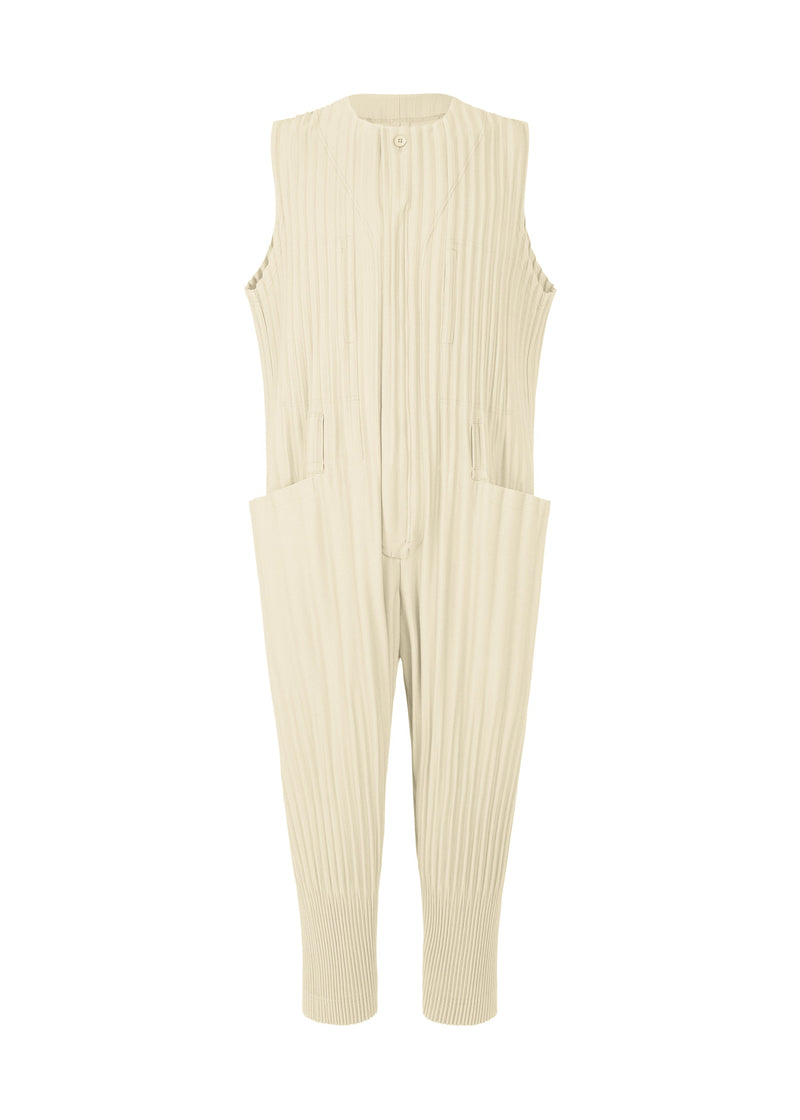 A product shot of the HOMME PLISSÉ ISSEY MIYAKE PLEATS BOTTOMS 2 jumpsuit in ivory (41).