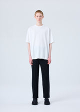 A model wears the HOMME PLISSÉ ISSEY MIYAKE RB_T SHIRT WB top