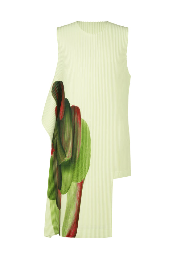 A product shot of the HOMME PLISSÉ ISSEY MIYAKE RB_DRAWING PLEATS top in green x purple (94)