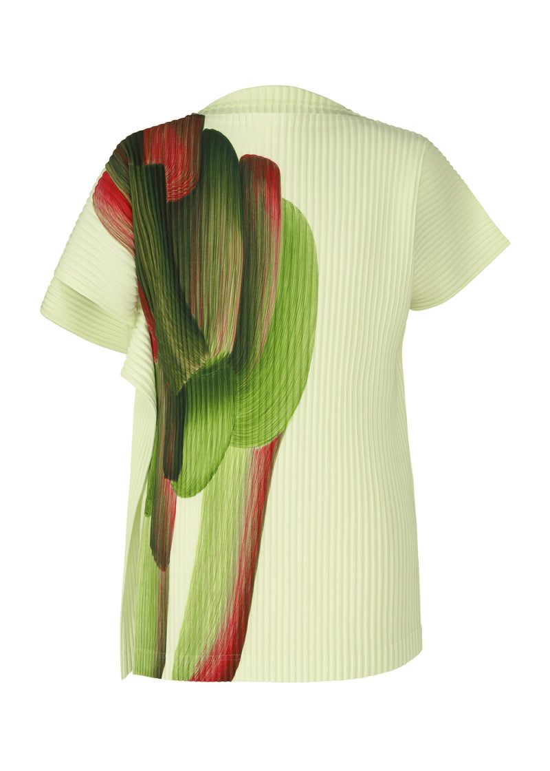 A product shot of the HOMME PLISSÉ ISSEY MIYAKE RB_DRAWING PLEATS top in green x purple (94)