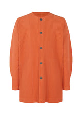 A product shot of the HOMME PLISSÉ ISSEY MIYAKE MC OCTOBER shirt in grapefruit orange (33).