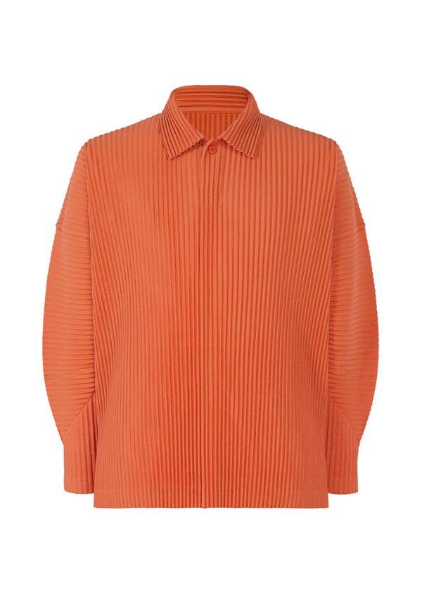 A product shot of the HOMME PLISSÉ ISSEY MIYAKE MC OCTOBER shirt in grapefruit orange (33).