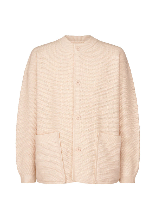 A product shot of the HOMME PLISSÉ ISSEY MIYAKE RUSTIC KNIT jacket in light pink (21).