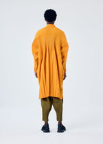 A model wears the HOMME PLISSÉ ISSEY MIYAKE CASCADE coat.