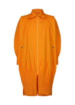A product shot of the HOMME PLISSÉ ISSEY MIYAKE CASCADE coat in orange (32).
