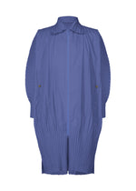 A product shot of the HOMME PLISSÉ ISSEY MIYAKE CASCADE coat in blue (72).