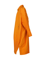 A detail shot of the HOMME PLISSÉ ISSEY MIYAKE CASCADE coat.