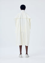A model wears the HOMME PLISSÉ ISSEY MIYAKE FRESHEN coat.