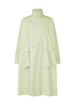 A product shot of the HOMME PLISSÉ ISSEY MIYAKE FRESHEN coat in green (62).