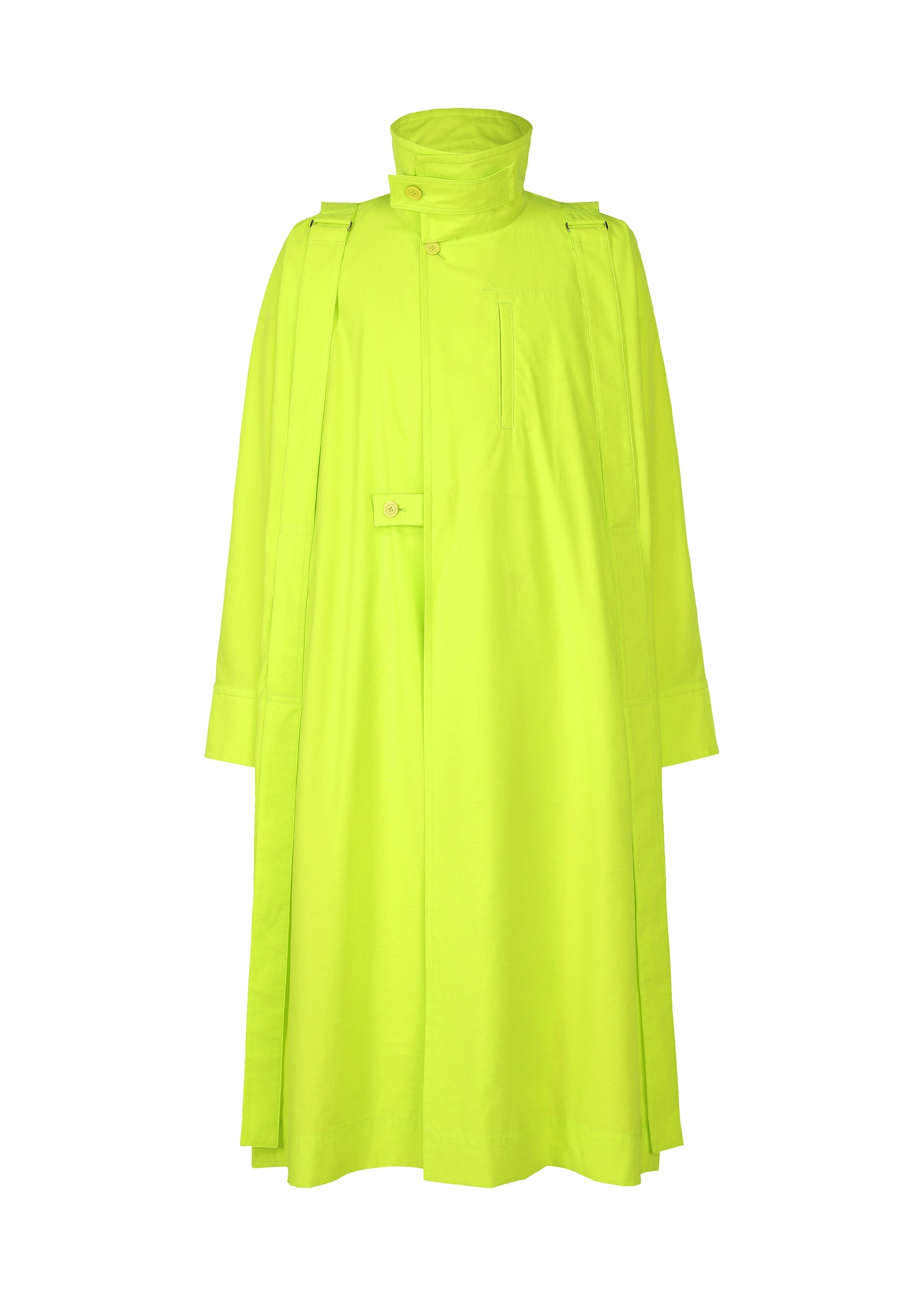 A product shot of the HOMME PLISSÉ ISSEY MIYAKE PARACHUTE coat in yellow (52).