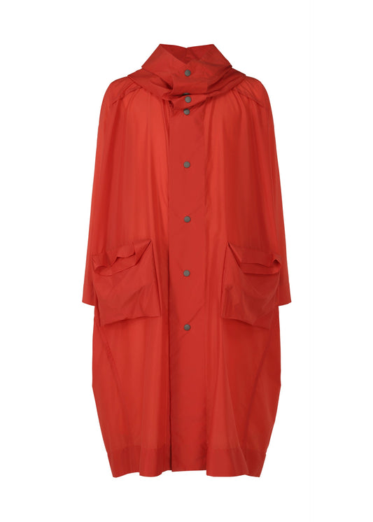 A product shot of the HOMME PLISSÉ ISSEY MIYAKE KITE COAT coat in red (24).