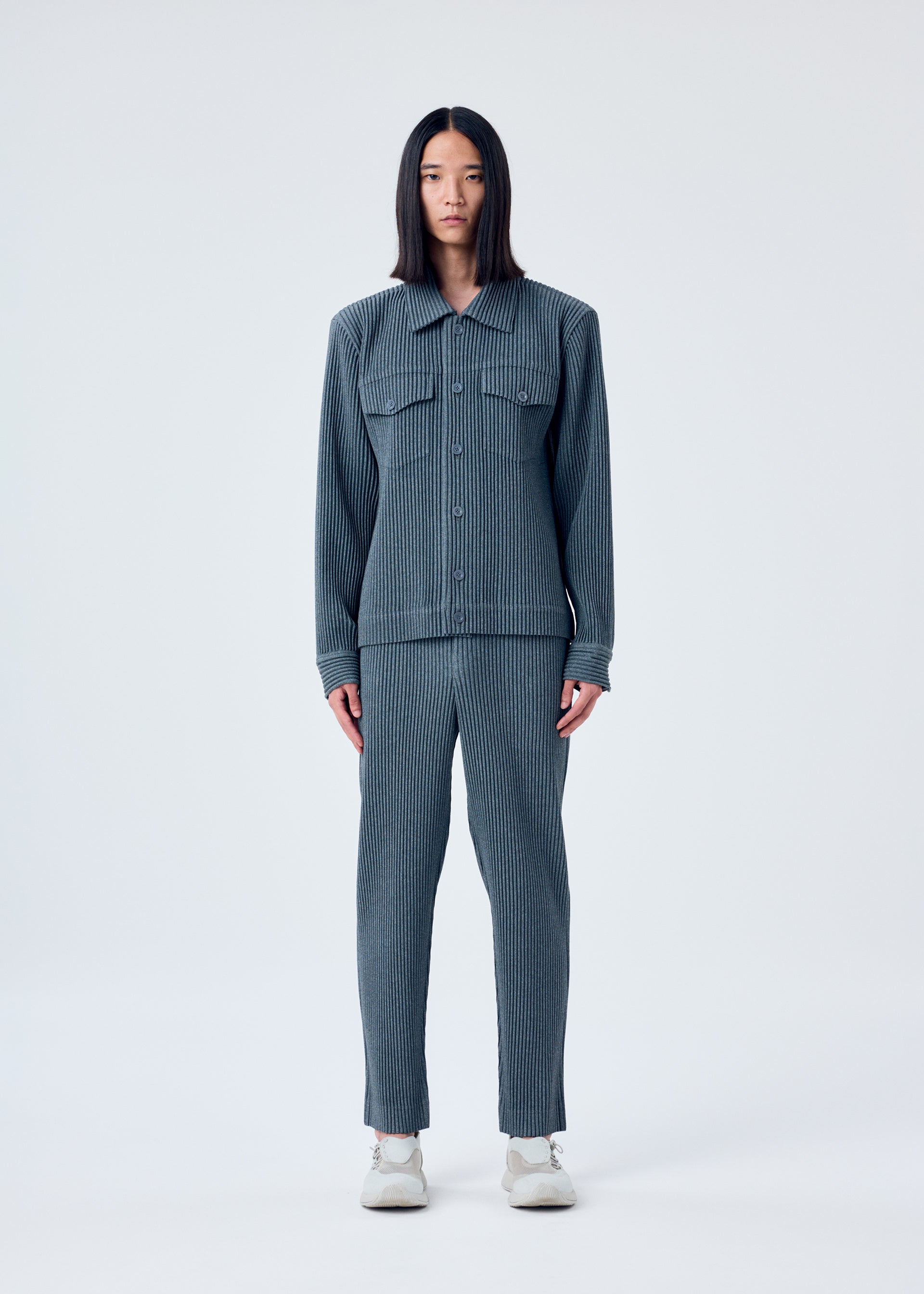 ISSEY MIYAKE ライトグレー ダブルブレストコート HP_2024feb02_thumb_361c5636-
