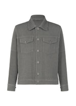 A product shot of the HOMME PLISSÉ ISSEY MIYAKE WOOL LIKE LIGHT jacket in grey (12).