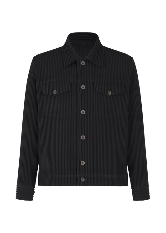 A product shot of the HOMME PLISSÉ ISSEY MIYAKE WOOL LIKE LIGHT jacket in black (15).