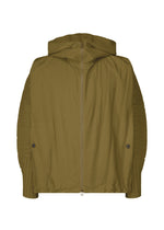 A product shot of the HOMME PLISSÉ ISSEY MIYAKE CASCADE jacket in khaki (65).