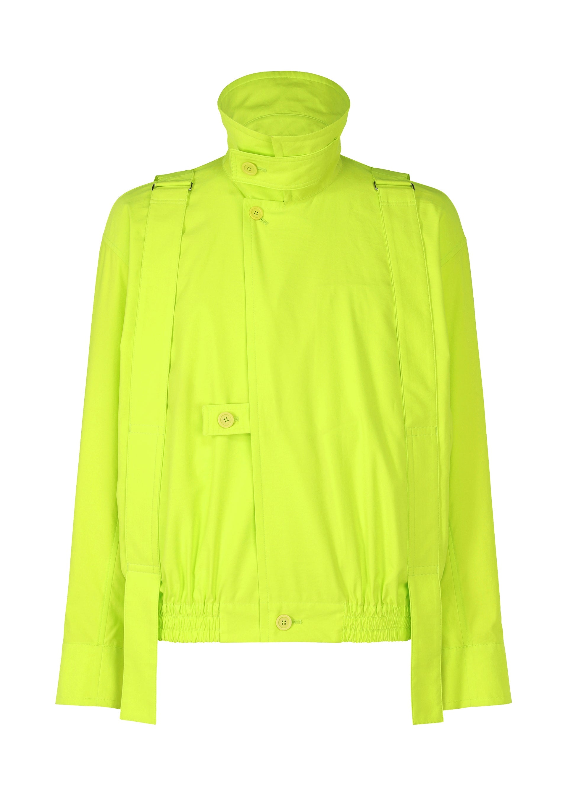 A product shot of the HOMME PLISSÉ ISSEY MIYAKE PARACHUTE jacket in yellow (52).