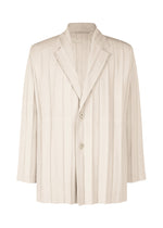 A product shot of the HOMME PLISSÉ ISSEY MIYAKE EDGE ENSEMBLE jacket in beige (40).