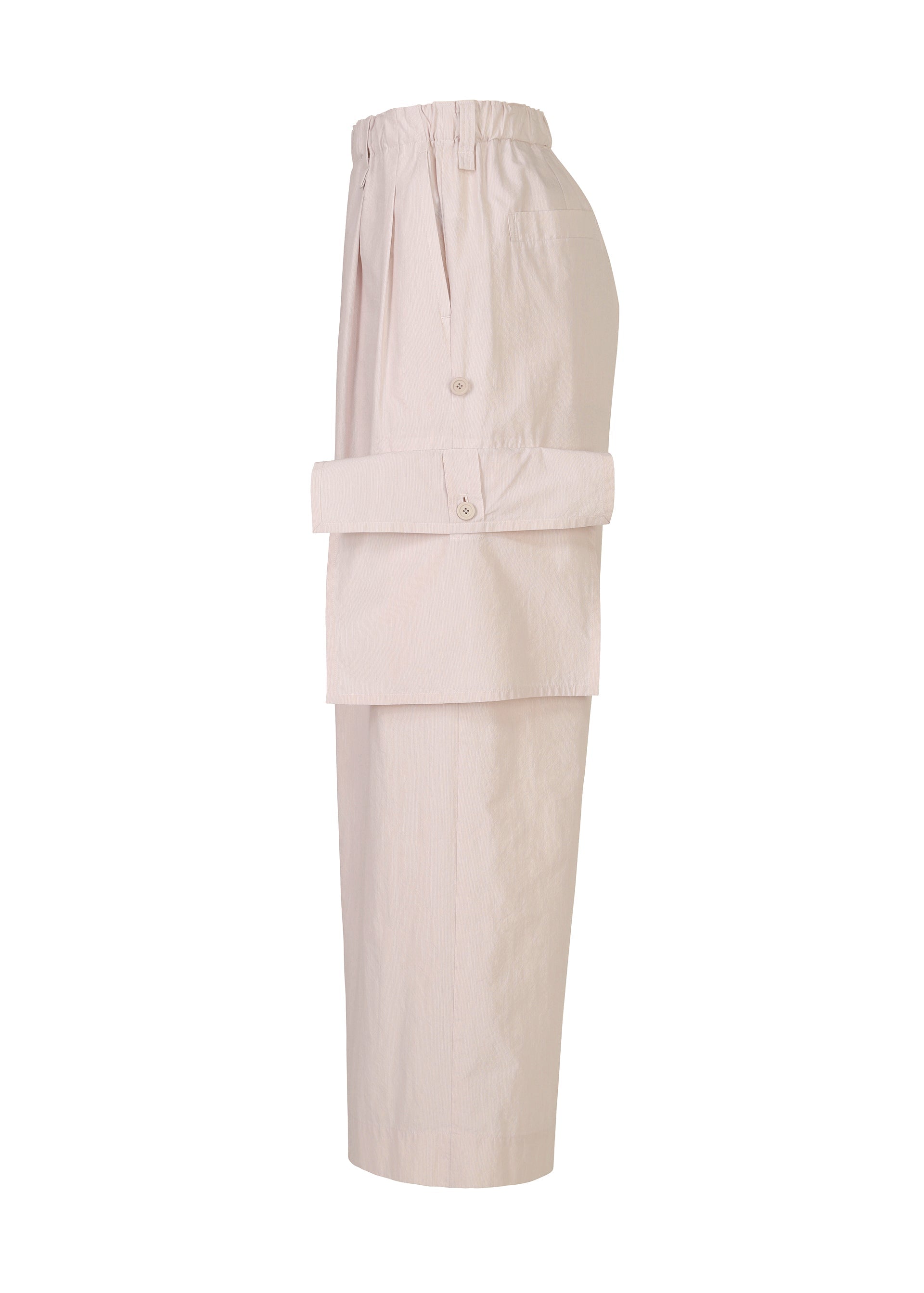 A detail shot of the HOMME PLISSÉ ISSEY MIYAKE FRESHEN trousers.